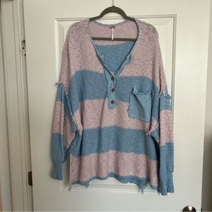 Free People Oversized Henley Knit Sweater